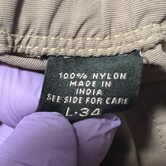 Eddie Bauer Mens Khaki Nylon Belted Convertible Sport Hiking Outdoor Pants Sz 34 - Picture 9 of 12